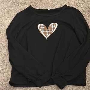 Black Long Sleeve Top with Heart Design